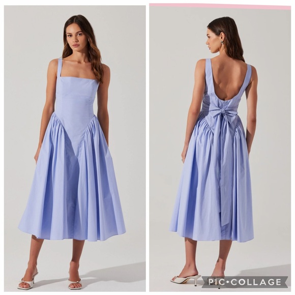Astr Dresses & Skirts - ASTR THE LABEL Vinya Poplin Drop Waist Dress Periwinkle Blue Size Small